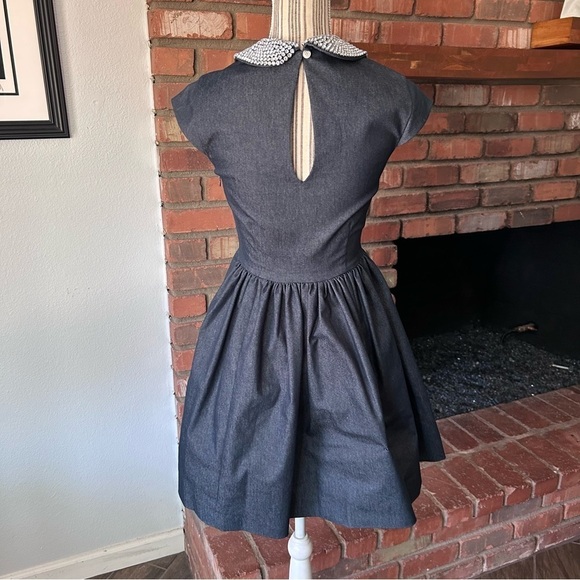 Kate Spade Kimberly Embellished Peter Pan Collared Denim Dress Sz 2 - Picture 9 of 11